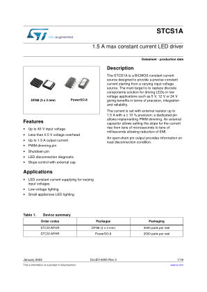 STCS1A 数据手册首页