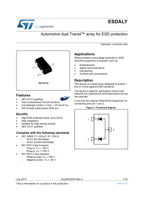 ESDA5V3LY datasheet cover page