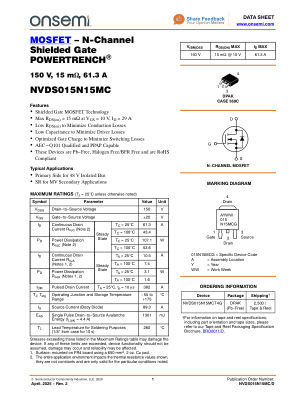 NVDS015N15MC datasheet cover page
