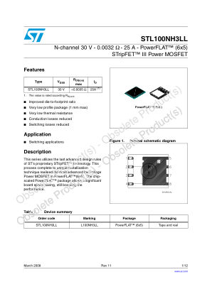 STL100NH3LL datasheet cover page