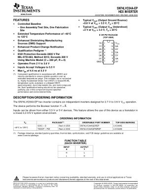 SN74LVC04A-EP datasheet cover page