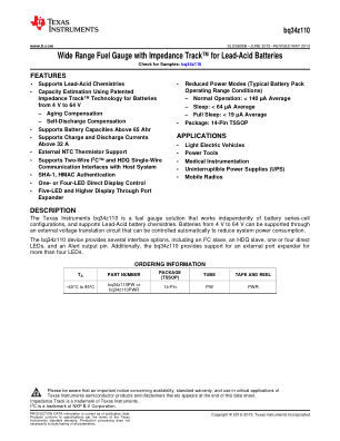 BQ34Z110 datasheet cover page