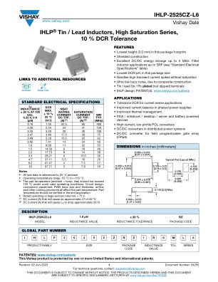 IHLP-2525CZ-L6 数据手册首页