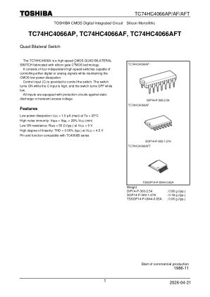 TC74HC4066AF datasheet cover page