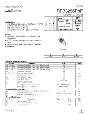 IRFB3256 datasheet cover page