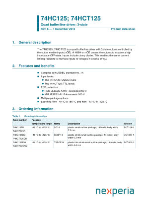 74HCT125DB datasheet cover page