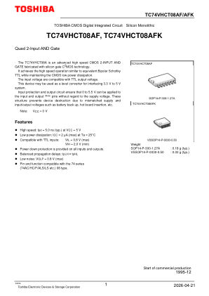 TC74VHCT08AFK datasheet cover page