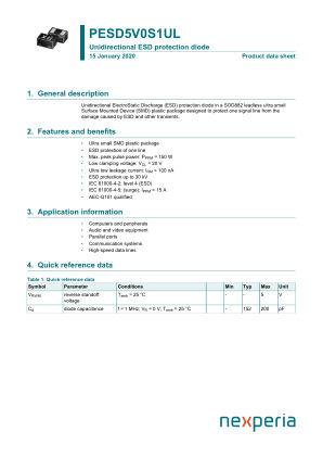PESD5V0S1UL datasheet cover page