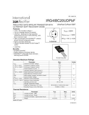 IRG4IBC20UD 数据手册首页