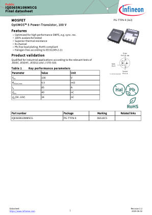 IQE065N10NM5CG 数据手册首页