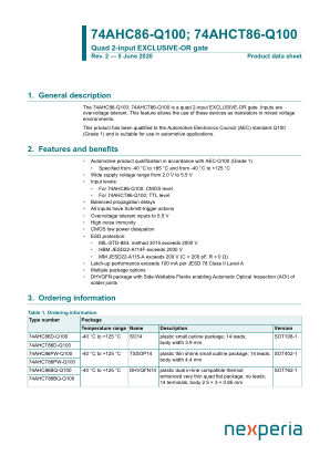 74AHCT86D-Q100118 datasheet cover page