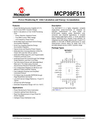 MCP39F511-E 数据手册首页
