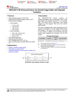 SN74LV6T17-EP datasheet cover page