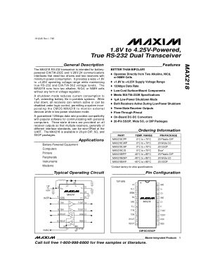 MAX218 数据手册首页