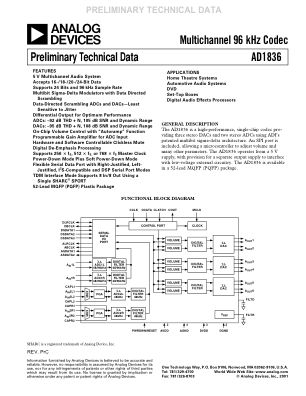 AD1836 datasheet cover page