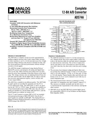 AD574A 数据手册首页