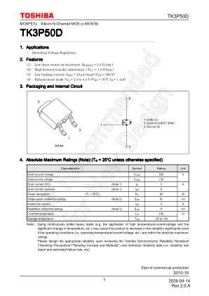 TK3P50D datasheet cover page