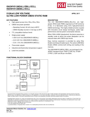 IS62WV5128EBLL-45HLI datasheet cover page