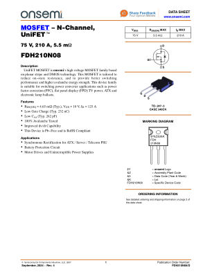 FDH210N08 datasheet cover page
