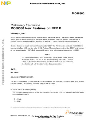MC68360B datasheet cover page