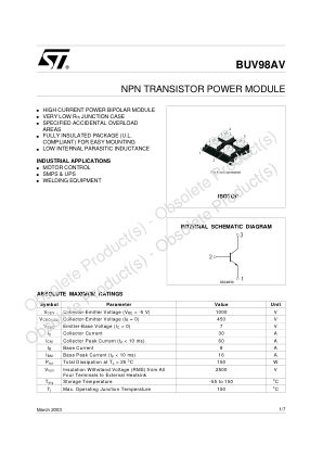 BUV98AV 数据手册首页