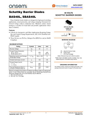BAS40LT1 数据手册首页