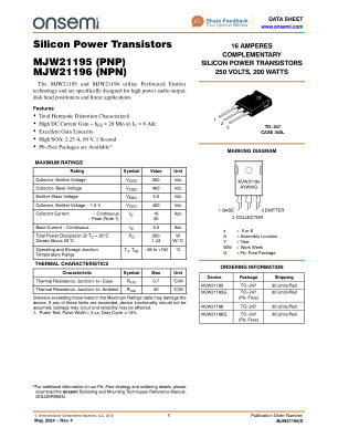 MJW21195 datasheet cover page