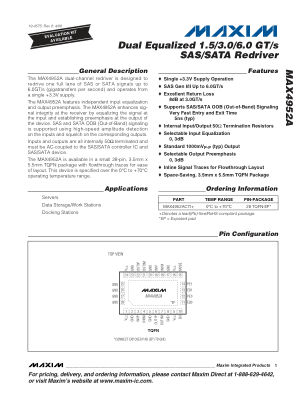 MAX4952A 数据手册首页