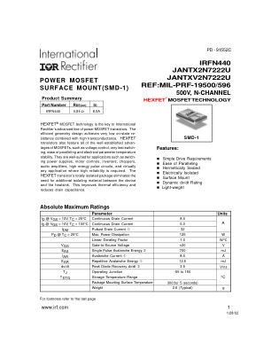 IRFN440 datasheet cover page