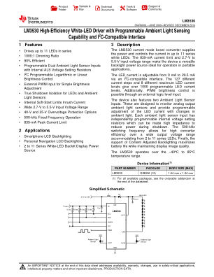 LM3530 datasheet cover page
