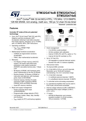 STM32G474CB datasheet cover page