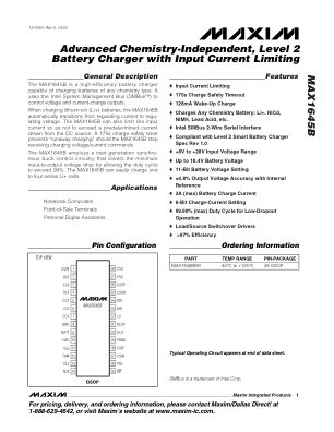 MAX1645B datasheet cover page
