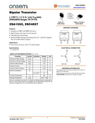 2SA1552 datasheet cover page