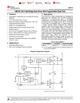 LM5105 datasheet cover page