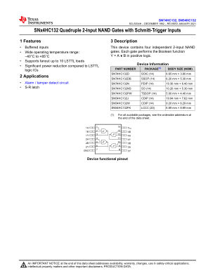 SN74HC132 datasheet cover page