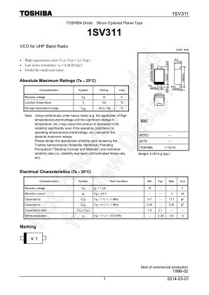 1SV311 数据手册首页