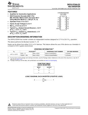 SN74LVC04A-Q1 数据手册首页