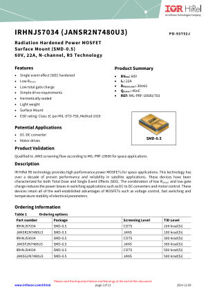 IRHNJ57034 datasheet cover page
