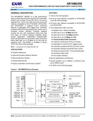 XR16M2550 数据手册首页