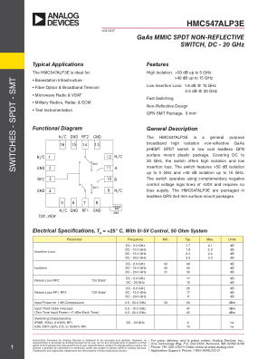 HMC547ALP3E datasheet cover page