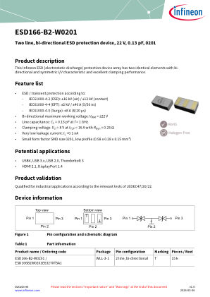ESD166-B2-W0201 datasheet cover page
