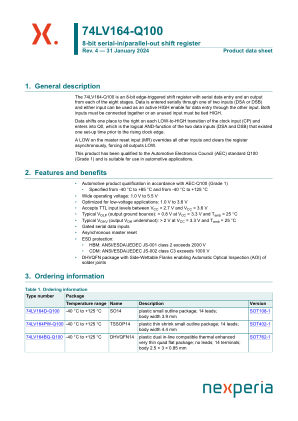74LV164PW-Q100J datasheet cover page