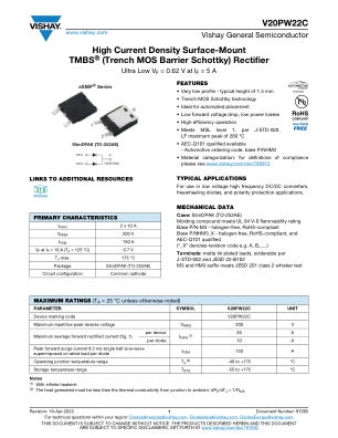 V20PW22C datasheet cover page