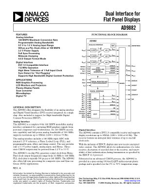 AD9882 数据手册首页