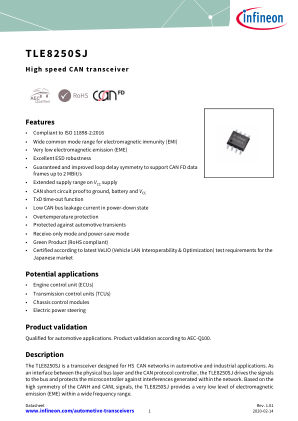 TLE8250SJ datasheet cover page