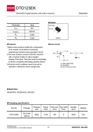 DTD123EK datasheet cover page