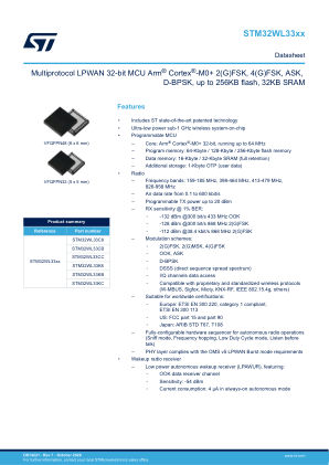 STM32WL33C8 datasheet cover page