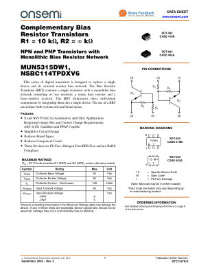 DTC114TP datasheet cover page