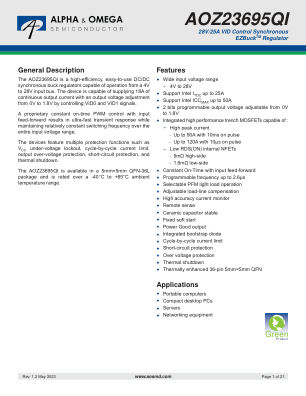 AOZ23695QI datasheet cover page