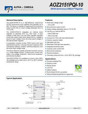 AOZ2151PQI-10 datasheet cover page